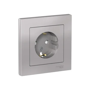 Priză cu protecție atlas design 16 a 250 v aluminiu schneider-electric