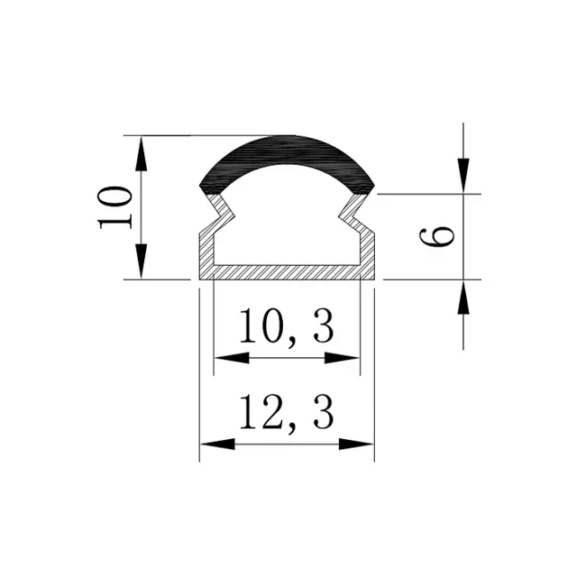 Алюминиевый профиль с крышкой hl-bapl066-f 12.3 x 10 x 2000 мм elmos 2