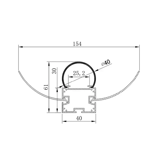 Алюминиевый профиль с крышкой hl-bapl068 154 x 61 x 2000 мм elmos 3