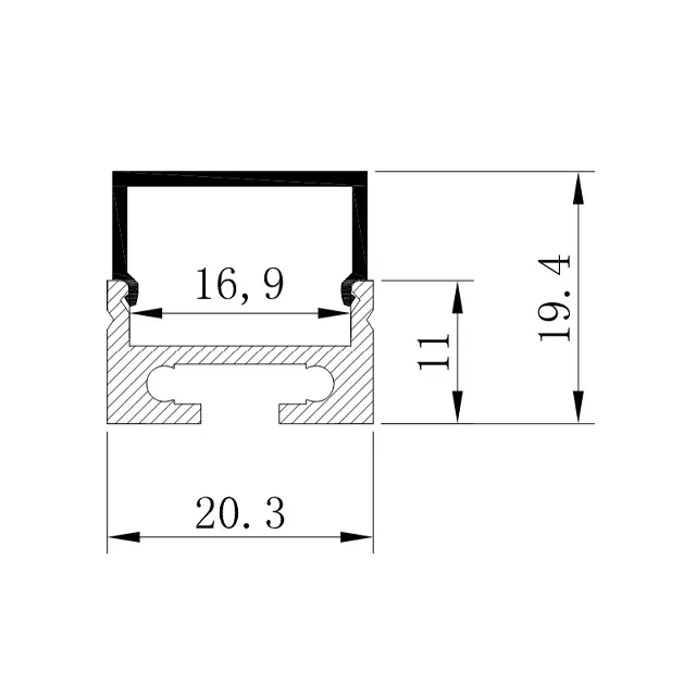 Алюминиевый профиль с крышкой hl-bapl057 20.3 x 19.4 x 2000 мм elmos 2