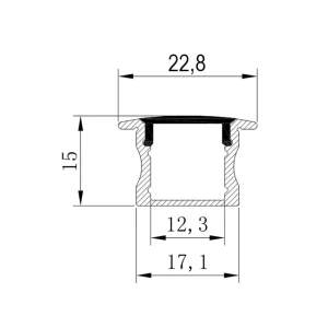 Алюминиевый профиль с крышкой hl-bapl003 22.8 x 15 x 2000 мм elmos Thumbnail 2