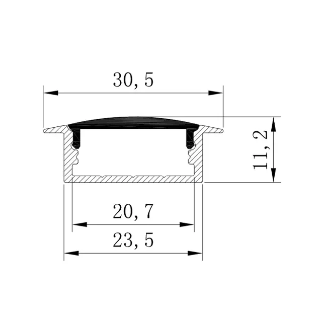 Алюминиевый профиль с крышкой hl-bapl013 30.5 x 9.8 x 2000 мм elmos 2