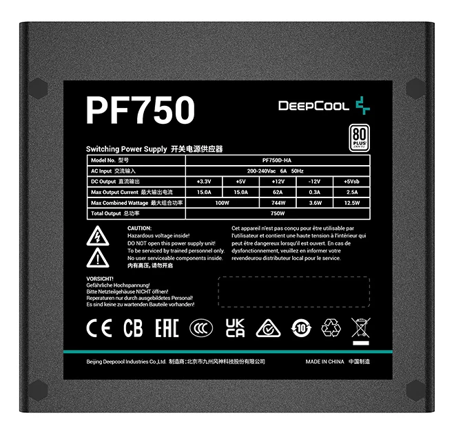 Блок питания для компьютеров deepcool pf750, 750вт, atx 8