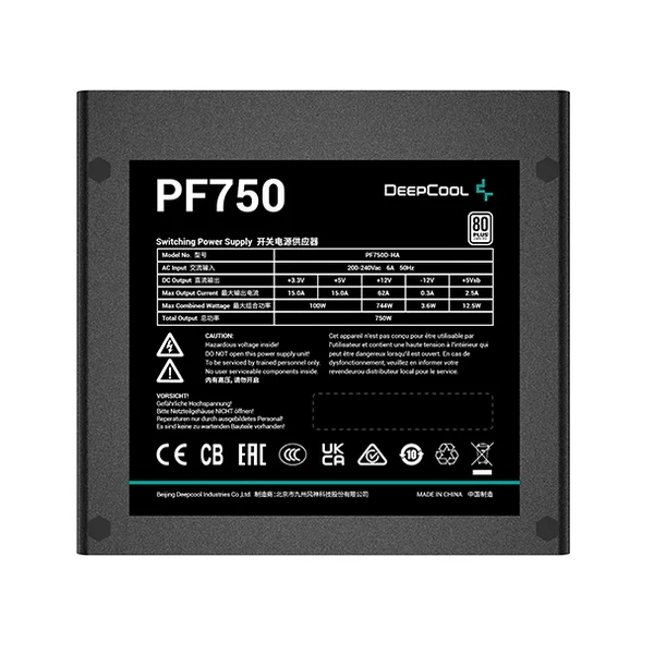Блок питания для компьютеров deepcool pf750, 750вт, atx 12