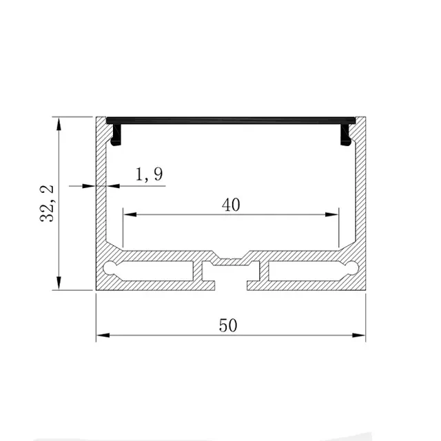 Алюминиевый профиль с крышкой hl-bapl051 2000 x 50 x 32.2 мм elmos 2