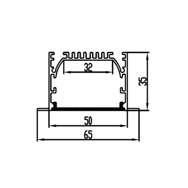Алюминиевый профиль с крышкой hl-b6535a 65 x 35 x 2000 мм elmos 2