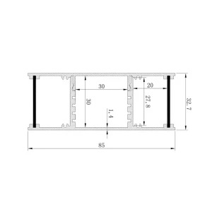 Алюминиевый профиль с крышкой hl-bapl062 85 x 32.7 x 2000 мм elmos Thumbnail 2