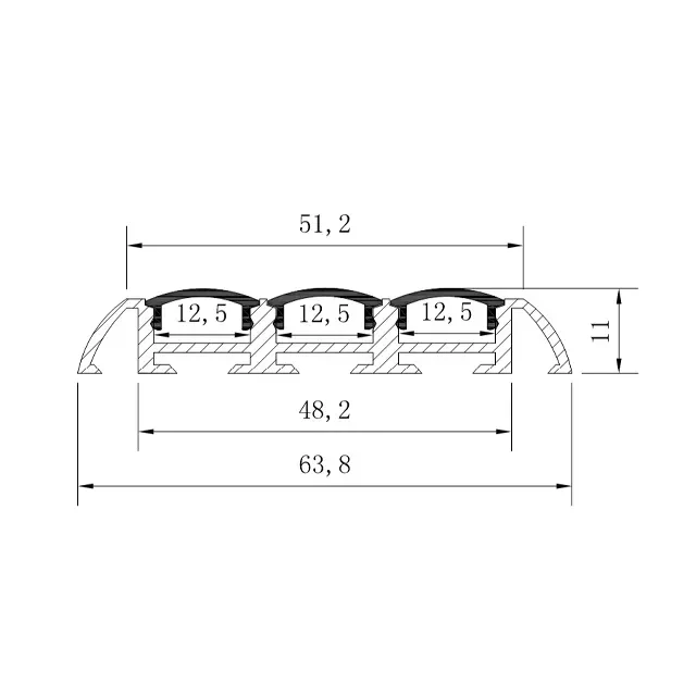 Алюминиевый профиль с крышкой hl-bapl042 63.8 x 11 x 2000 мм elmos 2