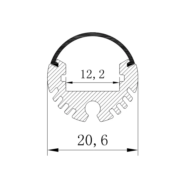 Profil din aluminiu cu dispersor 2000 x 20.6 mm elmos 2