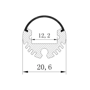 Profil din aluminiu cu dispersor 2000 x 20.6 mm elmos Thumbnail 2