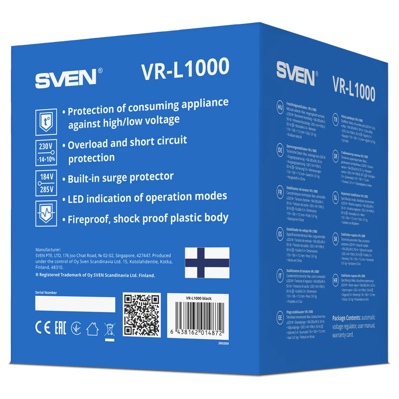 Stabilizator de tensiune sven vr-l1000, 1000va 6