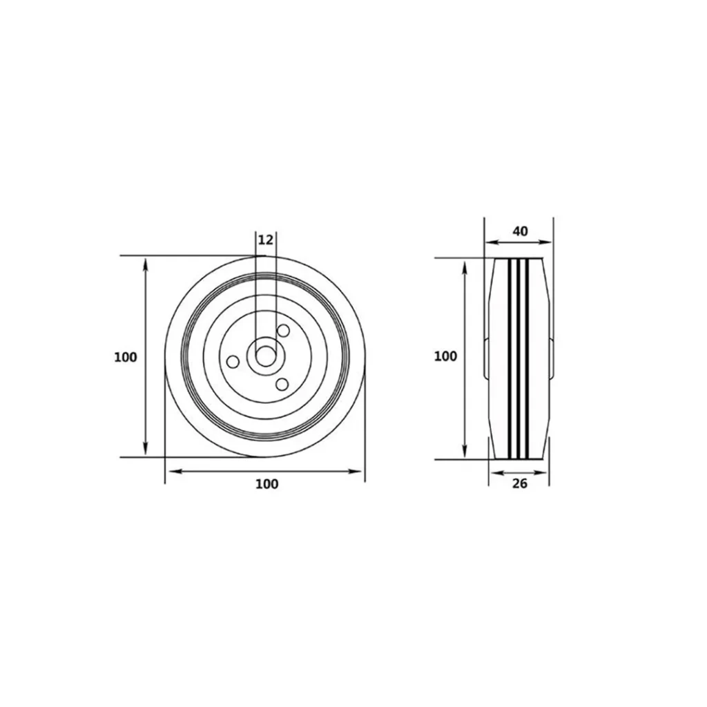 Roată pentru cărucior 100 mm vorel 2