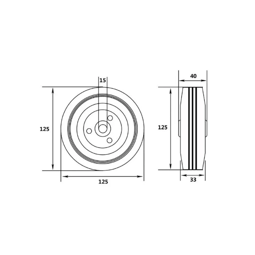 Roată pentru cărucior 125 mm vorel 2