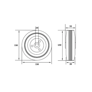 Roată pentru cărucior 150 mm vorel Thumbnail 2
