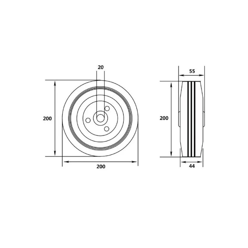 Roată pentru cărucior 200 mm vorel 2