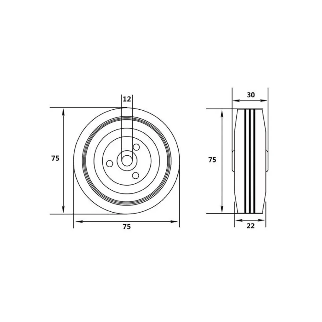 Roată pentru cărucior 75 x 22 x 12 mm vorel 2