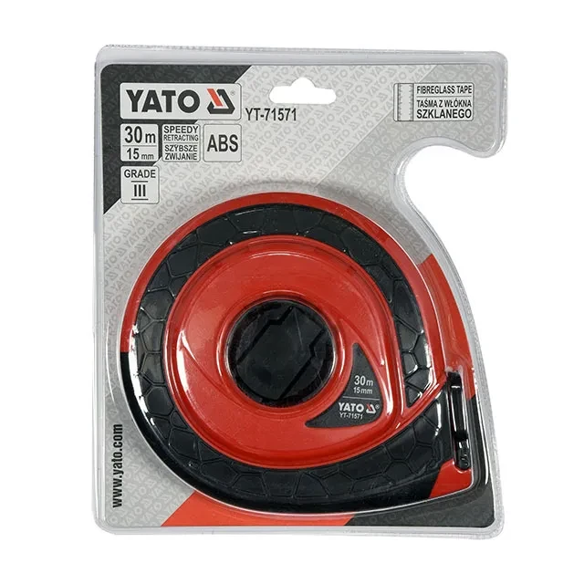 Bandă măsurare din fibră de sticlă 30 m x 15 mm yato 3