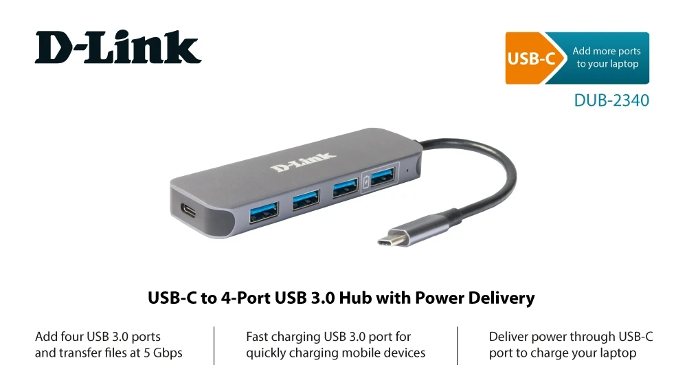Adaptor hub d-link dub-2340, gri 7