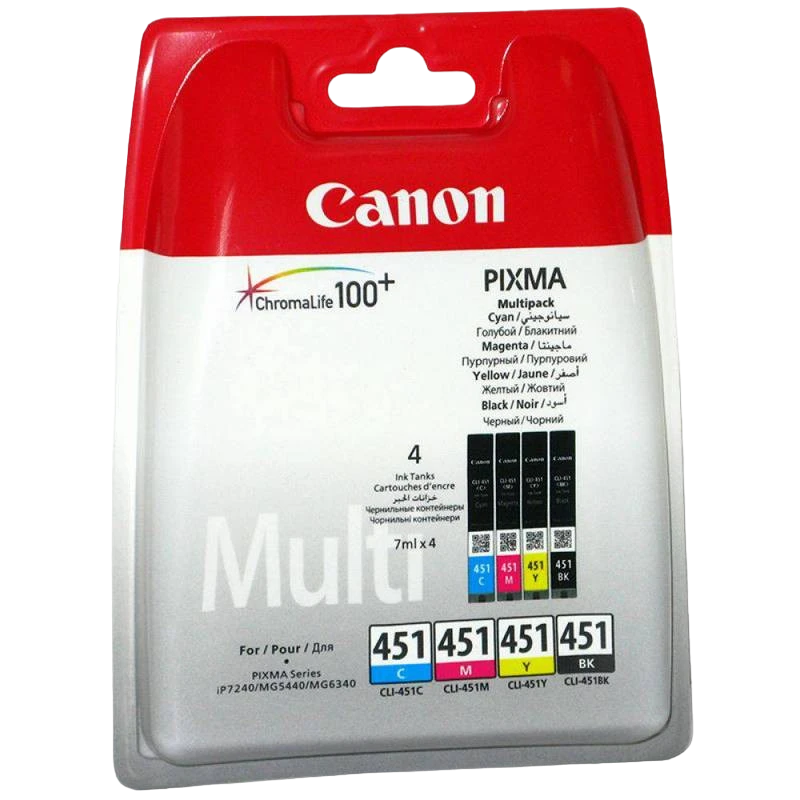 Cartușe de cerneală multipack canon cli-451, 7ml, multipack bk/c/m/y 4