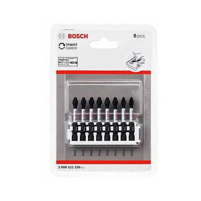 Набор бит шестигранный 8 шт. impact control ph2 1/4" 50 мм bosch 2