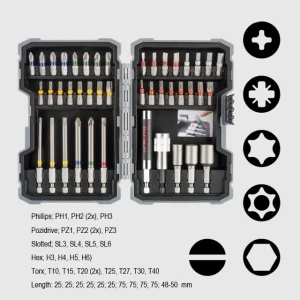 Набор бит 43 шт. ph, pz, sl, tx, tt, hex 1/4" 25 - 50 мм bosch Thumbnail 2