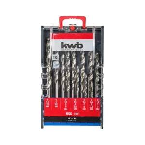 Set burghie 19 buc. pentru metal 1 - 10 mm oțel hss cilindric kwb