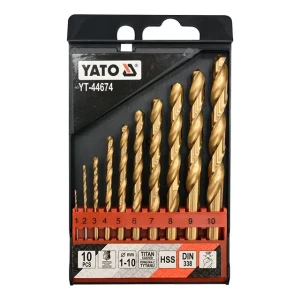Set burghie 10 buc. pentru metal din338 1 - 10 mm oțel hss cilindric yato