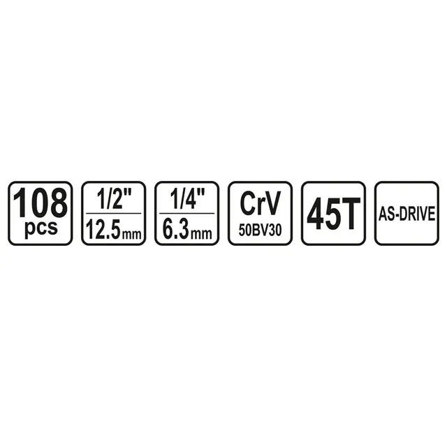 Набор головок с трещоткой 1/2'' - 1/4'' as-drive 108 шт. sthor 2