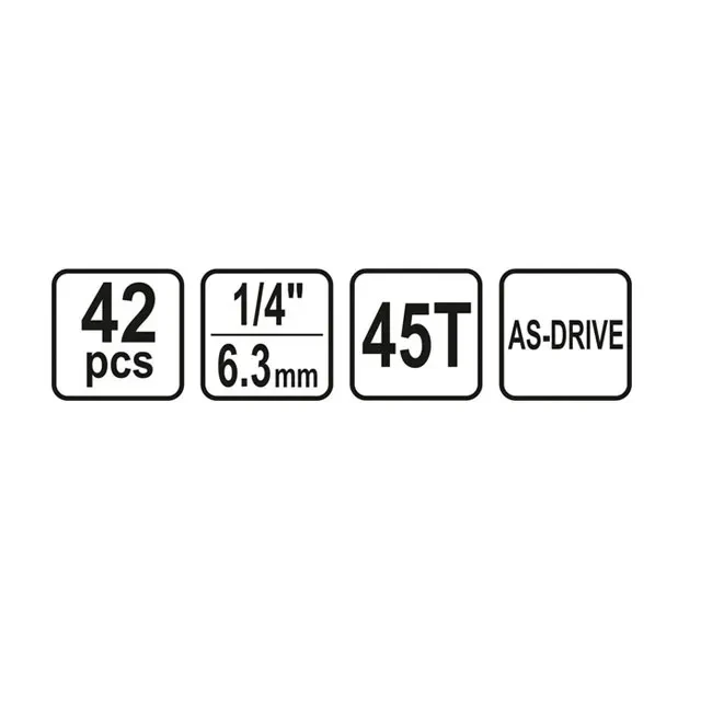 Set de chei tubulare cu clichet 1/4" as-drive 42 buc. sthor 2