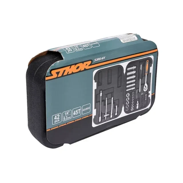 Set de chei tubulare cu clichet 1/4" as-drive 42 buc. sthor 3