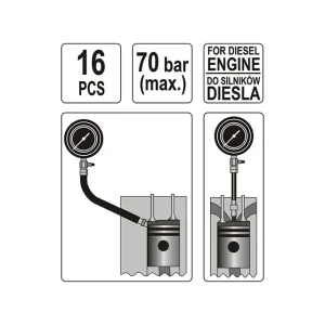 Set manometru aer pentru motoare diesel yt7307 16 buc. yato Thumbnail 2