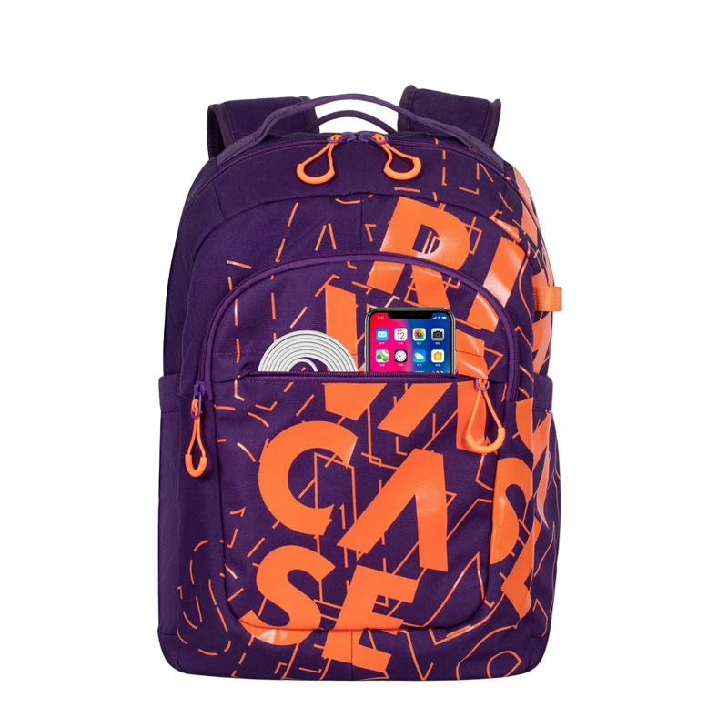 Повседневный рюкзак rivacase heide, 15.6", полиэстер, фиолетовый/оранжевый 17