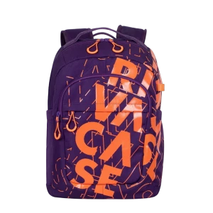 Rucsac zilnic RivaCase Heide, 15.6", Poliester, Violet/Portocaliu