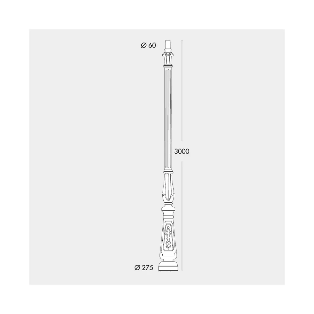 Stâlp pentru felinar cu ușă tabor 3000 x 275/60 mm oțel/polimer fumagalli 2