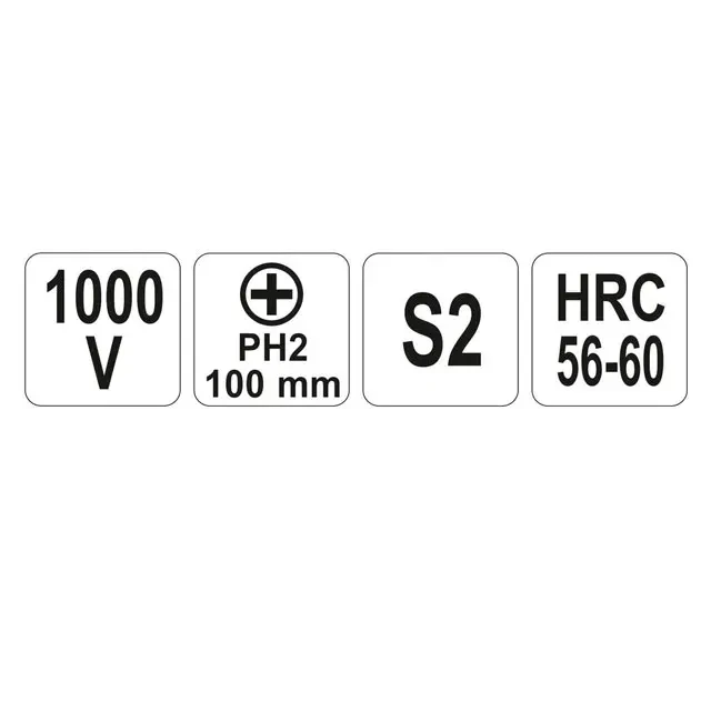 Șurubelniță dielectrică cruciformă ph2 100 mm 1000 v yato 2