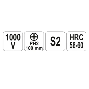 Șurubelniță dielectrică cruciformă ph2 100 mm 1000 v yato Thumbnail 2