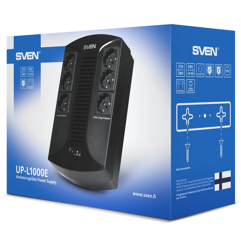 Источник бесперебойного питания sven up-l1000, линейно-интерактивный, 1000va 12