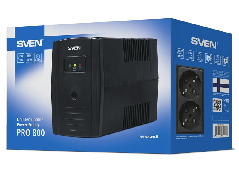 Источник бесперебойного питания sven pro  800, линейно-интерактивный, 800va 2