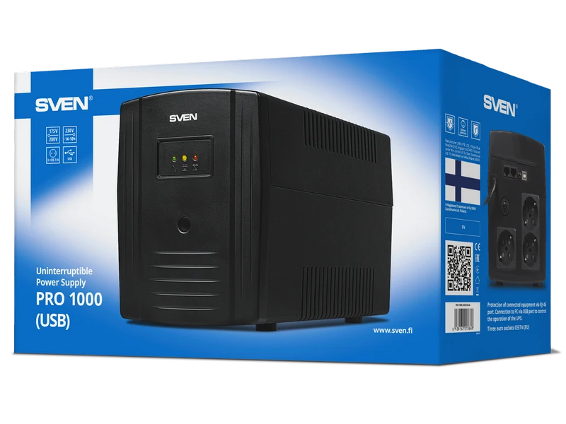 Источник бесперебойного питания sven pro 1000 lcd, линейно-интерактивный, 1000va, башня 5