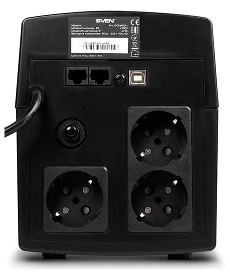 Источник бесперебойного питания sven pro 1000 lcd, линейно-интерактивный, 1000va, башня 7