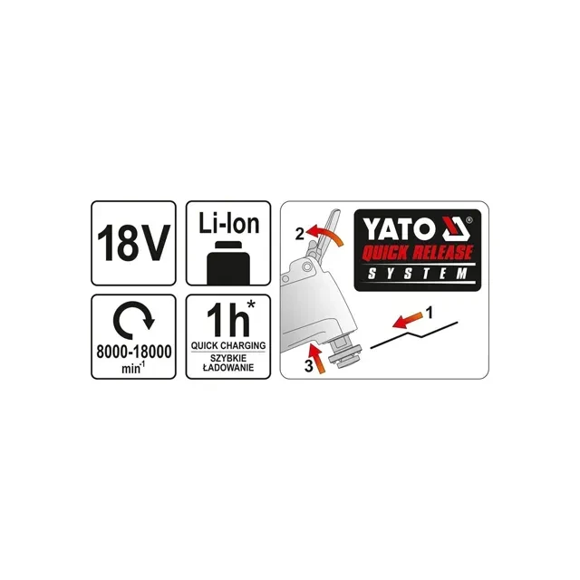 Фрезер многофункциональный yato yt82819 18 в 8000 - 18000 об/мин 3