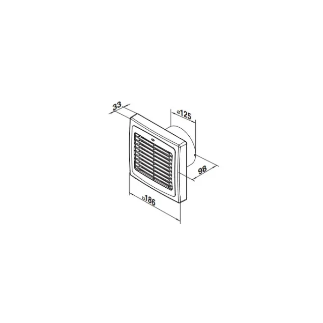 Ventilator ventika matic d 125 aa 22 w 220 - 240 v 185 m3/h 2400 rot/min 2