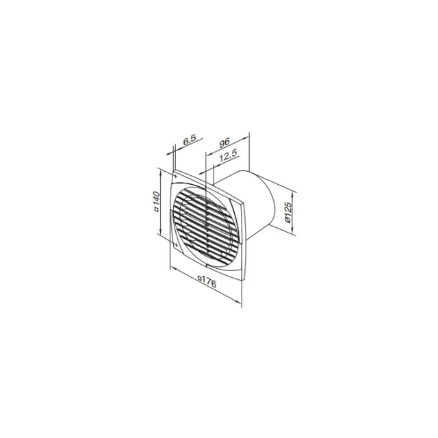 Ventilator simple d 125 d 16 w 230 v 180 m3/h 2400 rot/min ventika 2