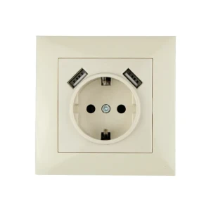 Унитарная розетка с заземлением + 2 usb rosa 16 a 220 - 240 в кремовый elmos