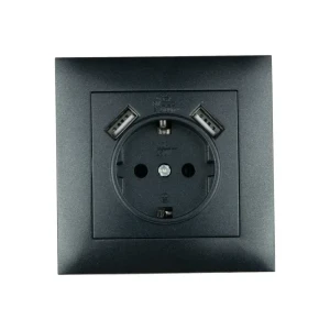 Priză unitară euro + 2 usb 16 a 220 - 240 v grafit elmos