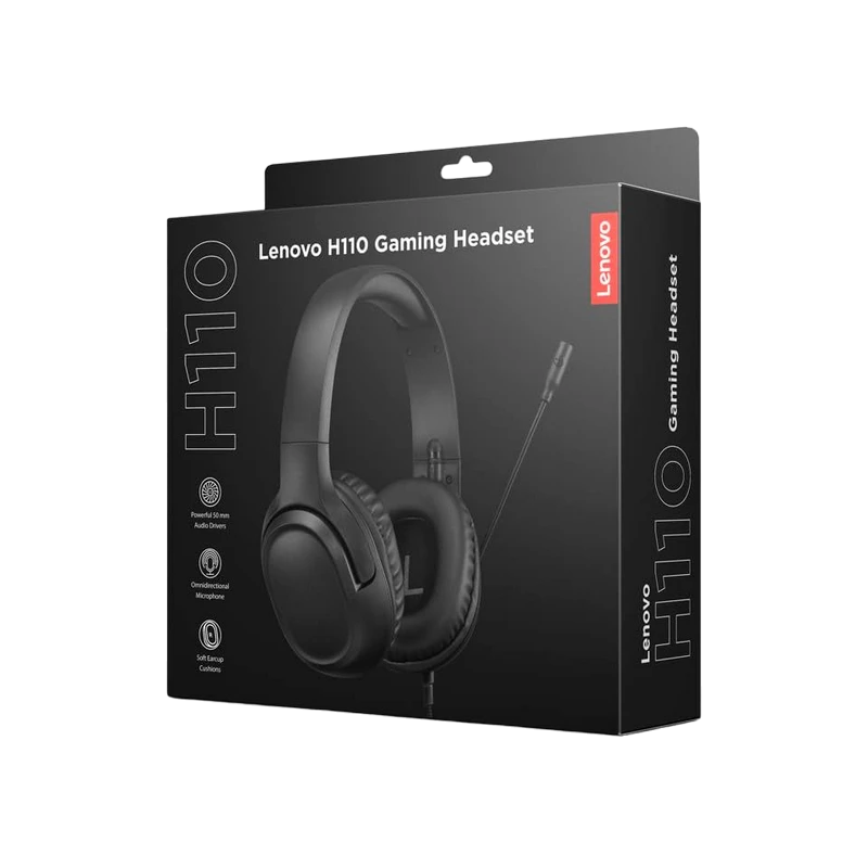 Гарнитура для компьютера lenovo h110, проводной аналоговый, чёрный 4