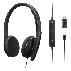 Наушники lenovo voip teams wired, чёрный