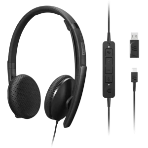 Наушники Lenovo VoIP Teams Wired, Чёрный
