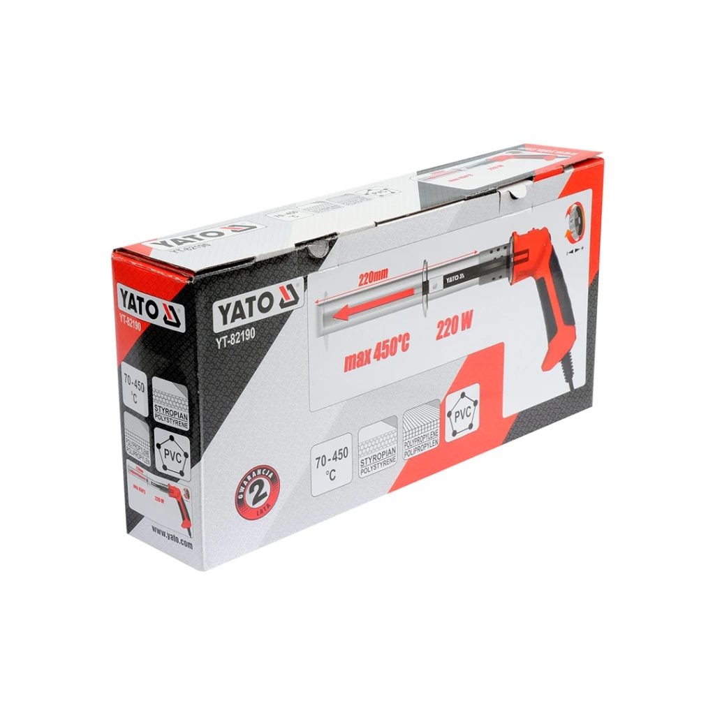 Cuțit termic pentru taiere polistiren yato 82190 220 w 220 - 240 v 70-450 °c 2