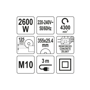 Mașină de tăiat beton yt82158 2600 w 220 - 240 v umed/uscat yato Thumbnail 5